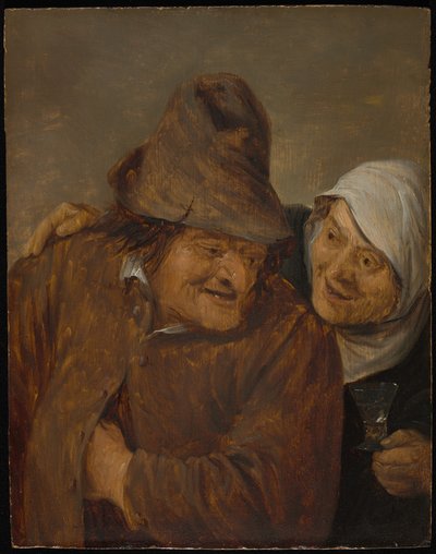 Dos campesinos con un vaso de vino de David Teniers the Younger