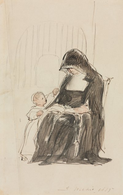 Monja leyendo a un niño de David Wilkie