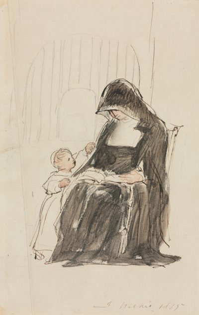 Monja Leyendo a un Niño, 1835 de David Wilkie