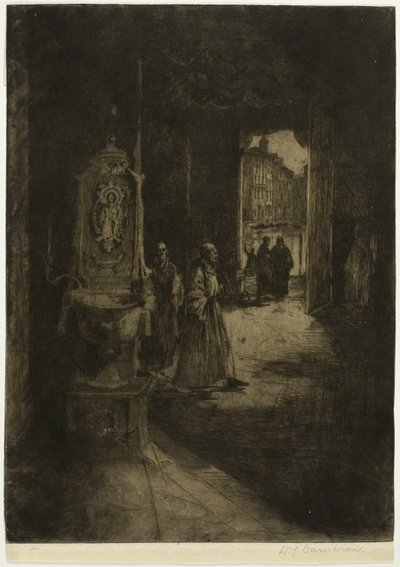 Interior de iglesia, Venecia, lámina dieciséis del Conjunto del Norte de Italia de David Young Cameron