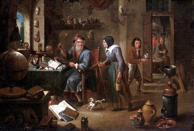La oficina del alquimista (óleo sobre lienzo) de David the Elder Teniers
