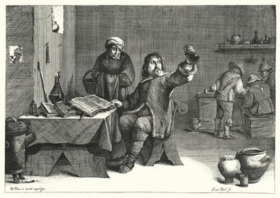El doctor de la orina de David the Younger (after) Teniers