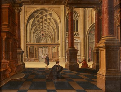 Figuras conversando en un camino, ruinas del castillo más allá (óleo sobre panel) de David the Younger (follower of) Teniers