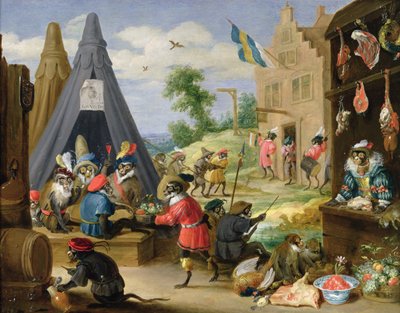 Un campamento de monos de David Teniers the Younger