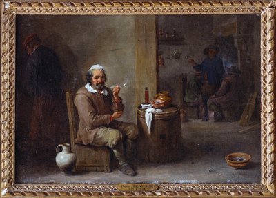 Un campesino fumando en una posada de David Teniers the Younger