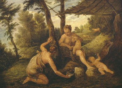 Adán y Eva después de la Expulsión (después de Paulo Veronese y su estudio) de David Teniers the Younger