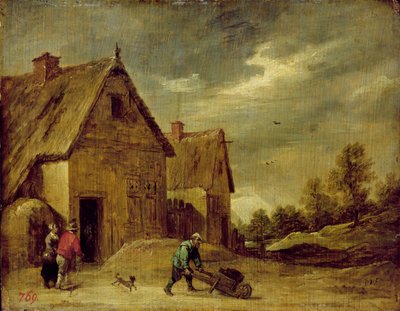 Granjero con carretilla de David Teniers the Younger