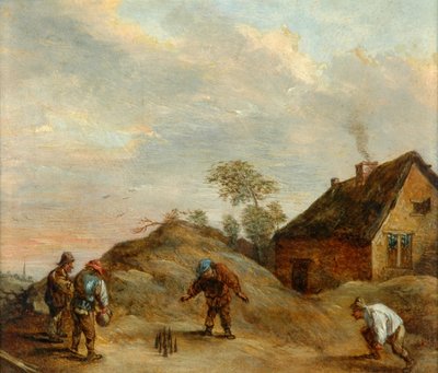Hombres jugando a los bolos de David Teniers the Younger