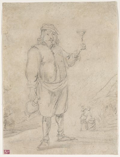 Campesino levantando una copa de vino, c.1644 de David Teniers the Younger