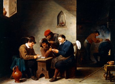 Campesinos Jugando a las Cartas en una Cabaña, c.1644-45 de David Teniers the Younger