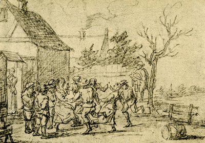 Campesinos bailando frente a una casa de David Teniers the Younger