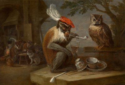 Singerie (óleo sobre lienzo) de David the Younger Teniers