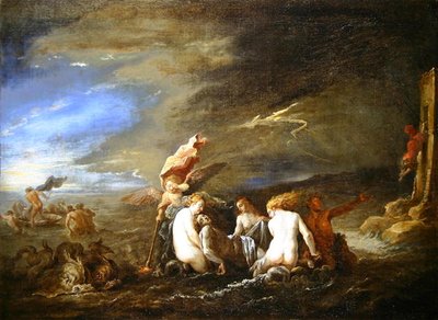 Leandro ahogado llevado por nereidas de David Teniers the Younger