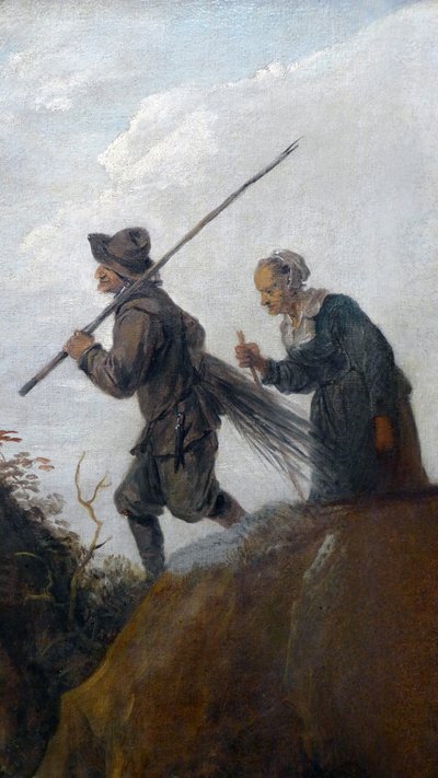 Los leñadores: pareja de detalles de dos viejos campesinos de David Teniers the Younger