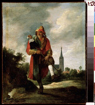 Un tonto (Un tonto). Pintura de David Teniers el joven (1610-1690). Óleo sobre lienzo, 35 x 29 cm, hacia 1640. Arte flamenco, arte barroco. Museo Pushkin de Bellas Artes, Moscú. de David Teniers the Younger