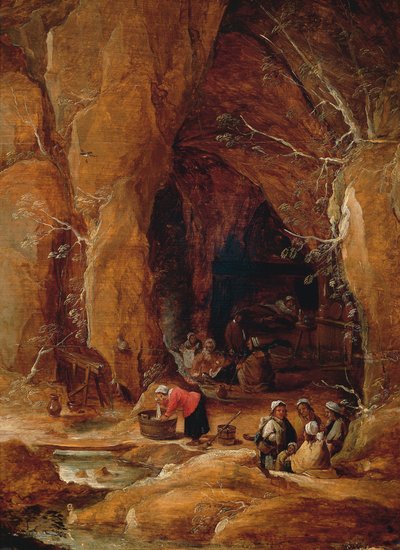 Vagabundos y lavanderas en cueva, de David Teniers II (1610-1690) de David Teniers the Younger