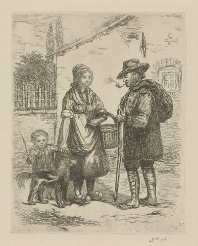 Granjero y esposa de granjero en una granja. de David van der Kellen