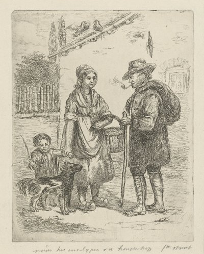 Granjero y esposa de granjero en la granja de David van der Kellen