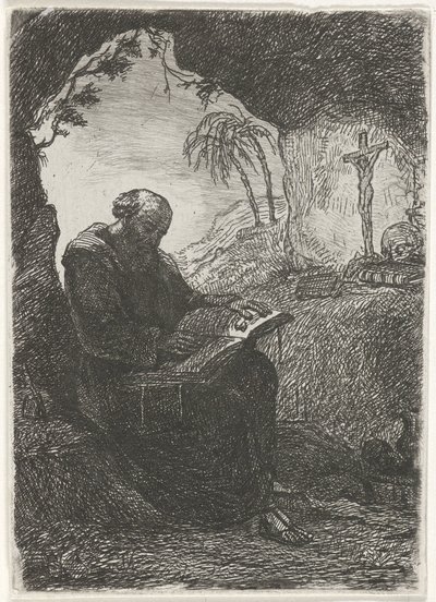 monje en una cueva de David van der Kellen