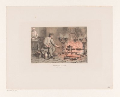 Utensilios de cocina, siglo XIV. batería de cocina. (siglo XIV) (título sobre el objeto) de David van der Kellen