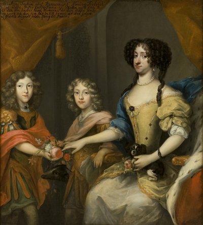 Anna Sofia, princesa de Dinamarca, electora de Sajonia, con sus hijos Johann Georg y Friedrich August, c.1680 de David von Krafft
