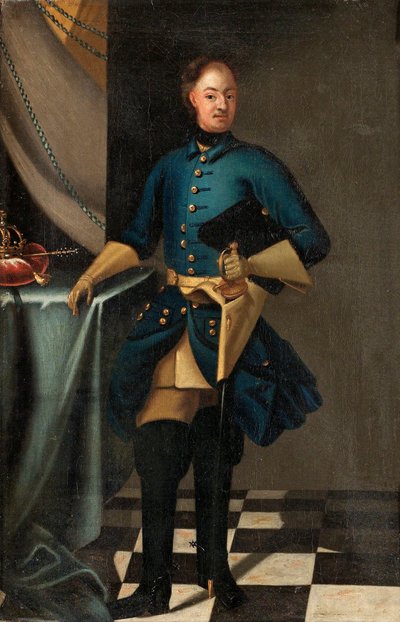 Retrato del rey Carlos XII de Suecia (1682-1718) - Pintura de David von Krafft (1655-1724), óleo sobre lienzo, hacia 1716, 46,5x30,5 cm - Retrato del rey Carlos XII de Suecia, Óleo sobre lienzo de David von Krafft - Colección privada de David von Krafft