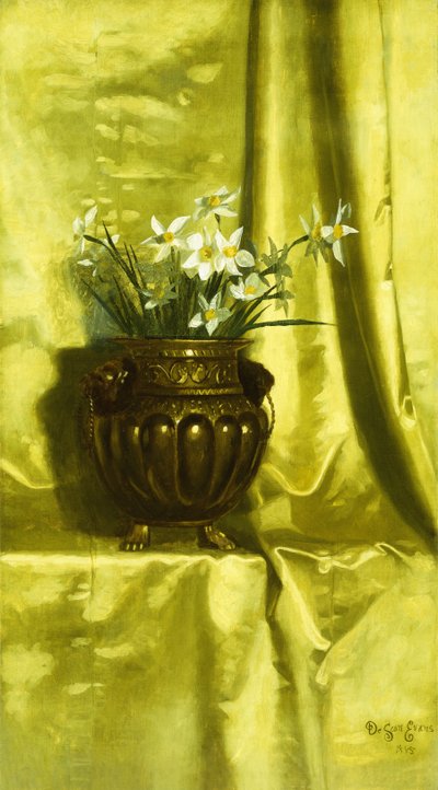 Narciso en un jarrón de bronce de De Scott Evans