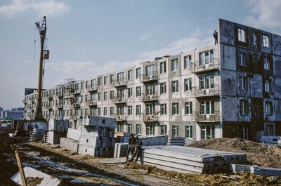 URSS, Bratsk, Irkutsk, Nuevos apartamentos en construcción para trabajadores de Dean Conger