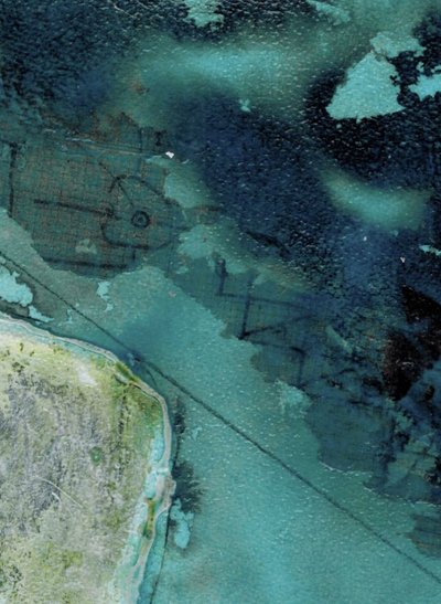 Vista aérea de las ruinas sumergidas de Deb Chaney