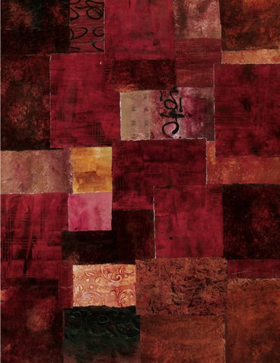 Abstracto de retazos carmesí de Deb Chaney