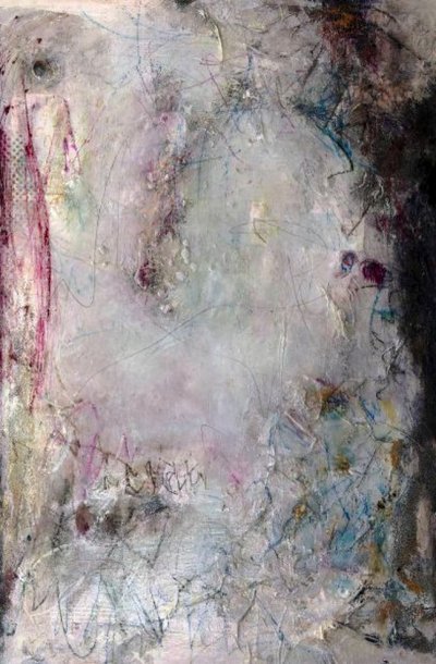 Abstracto dramático en rosa y azul de Deb Chaney