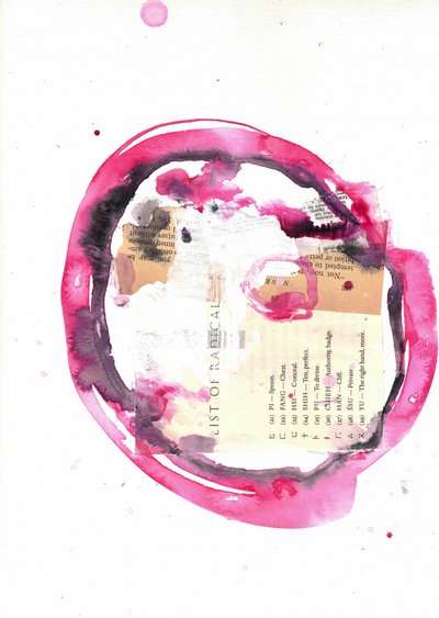 Collage abstracto de anillos en rosa de Deb Chaney