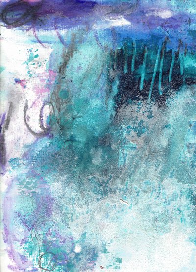 Flujo abstracto en verde azulado sereno de Deb Chaney