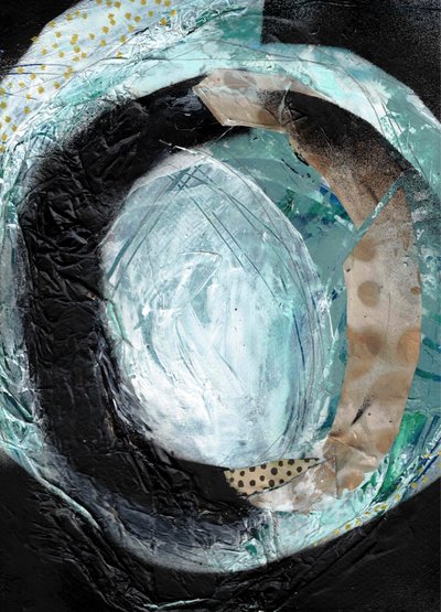 Remolino abstracto en color verde azulado de Deb Chaney