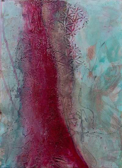 Diseño en rojo vivo y verde azulado de Deb Chaney