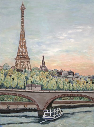 Vista de la Torre Eiffel, 2017 (acrílico sobre lienzo) de Deborah Eve Alastra