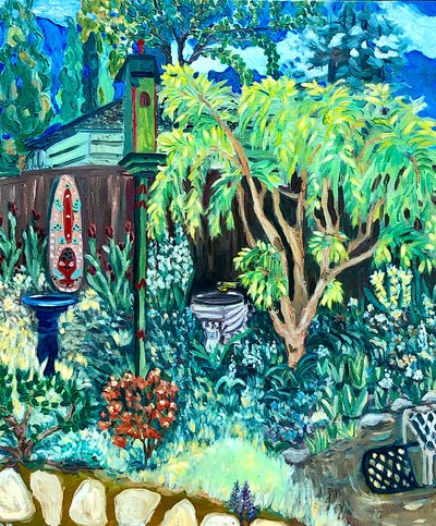 Vista del jardín, 2020 (óleo sobre lienzo) de Deborah Eve Alastra