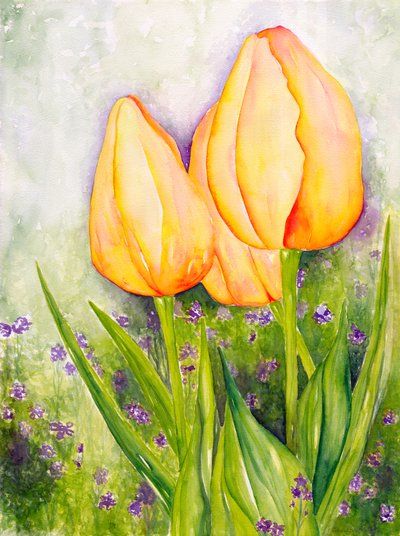 Tulipanes amarillos, 2006 (acuarela) de Deborah Eve Alastra