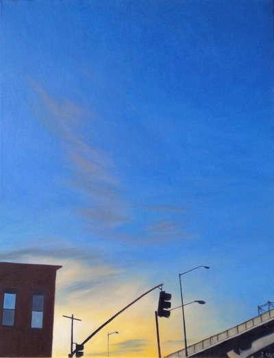 Brooklyn Twilight by the BQE, 2012 (óleo sobre lienzo) de Deborah Stevenson