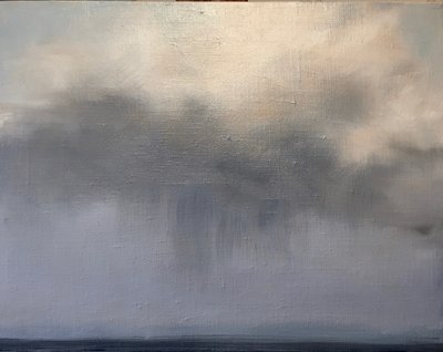 Tormenta sobre el agua, 2021 (óleo sobre lienzo) de Deborah Stevenson