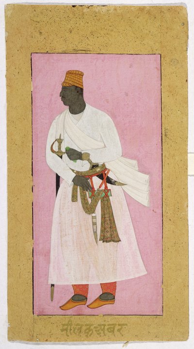 50.14/8 Retrato de Malik Ambar, con inscripción en devanagari, "Malik Ambar", Ahmadnagar de Deccani School