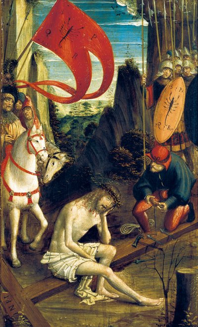 La meditación de Cristo (Cristo en meditación sentado sobre la cruz), c. 1520 de Defendente Ferrari