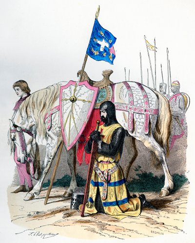 Un caballero rezando antes de partir para la segunda cruzada, 1146 1882-1884 de Deghouy