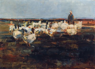 Bandada de gansos en el pasto de Demeter Koko