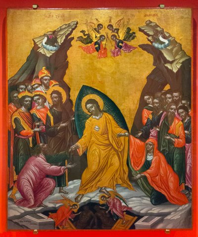 "Descenso de Cristo a los infiernos", c. 1710 (temple sobre madera) de Demetrios Phoskalis