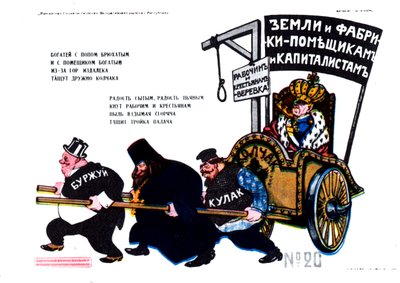 Burgués, sacerdote, kulak tirando de Kolchak, cartel, 1919 de Deni