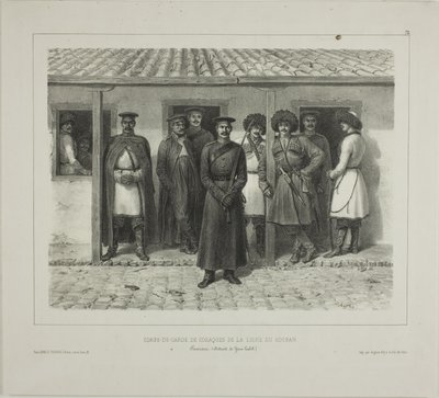 Guardaespaldas cosacos de línea, Kuban, Taman, Détroit de Yéni-Kaleb, 9 de octubre de 1837 de Denis Auguste Marie Raffet