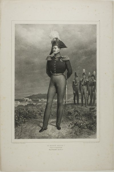 Su Majestad Nicolás I, Emperador de todas las Rusias, Campamento de Vosnessensk, 6 de octubre de 1837 de Denis Auguste Marie Raffet