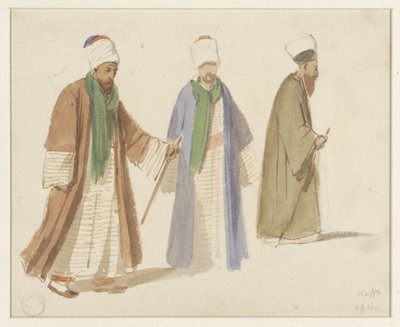Estudios de vestuario de tres derviches en Kaffa de Denis Auguste Marie Raffet