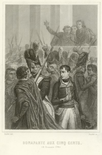 Napoleón Bonaparte rodeado por miembros del Consejo de los Quinientos de Denis Auguste Marie Raffet